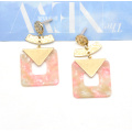 2021 FW collection newest design glam boutique acetate square gold earrings